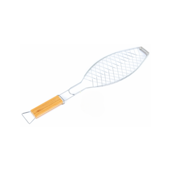 Grille double à poisson en acier chromé 30x13cm